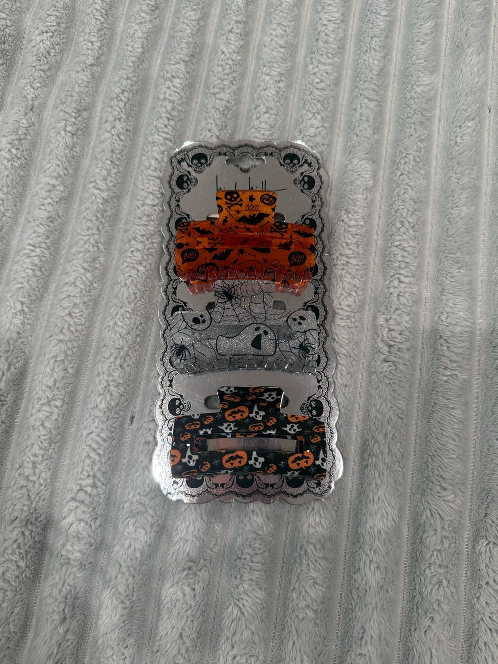 Halloween-Themed Orange and Black hair clips
